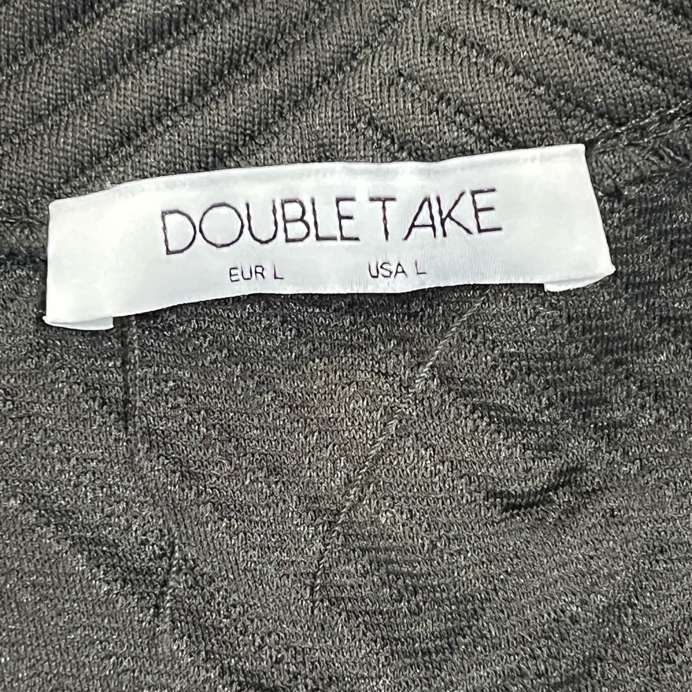 Double Take Black Textured Travel Lounge Outfit Set Top and Shorts Large - Picture 4 of 8